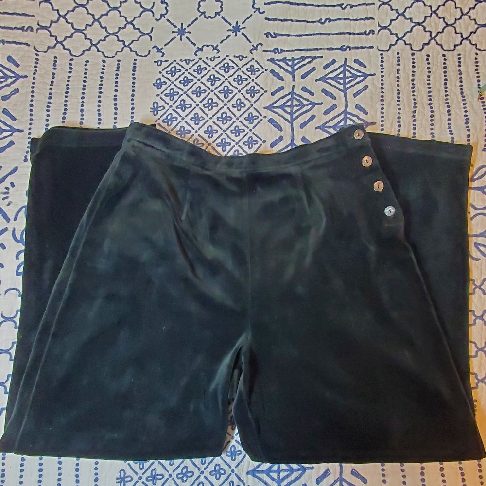Liz Claiborne Black Velvet Button Up Pants Size L